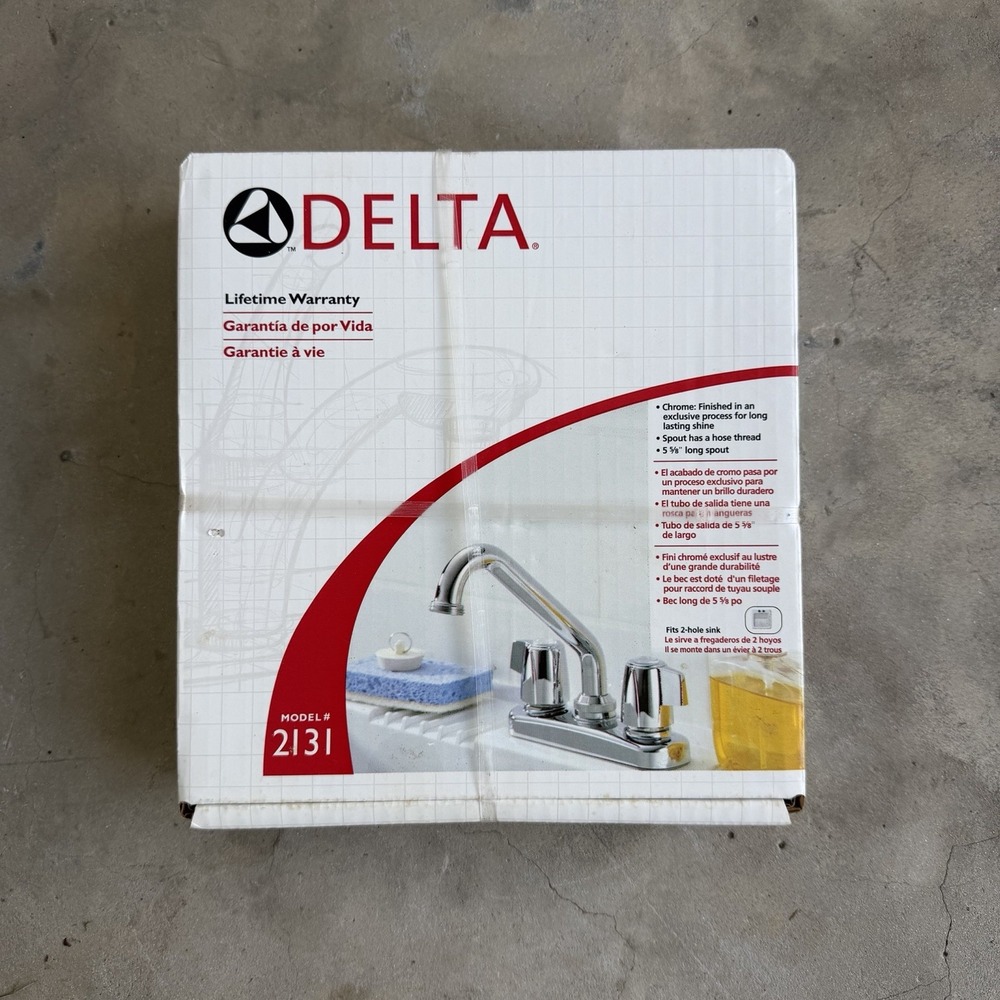 Vintage Delta 2131 Classic Double Handle Laundry Faucet Chrome NEW -
